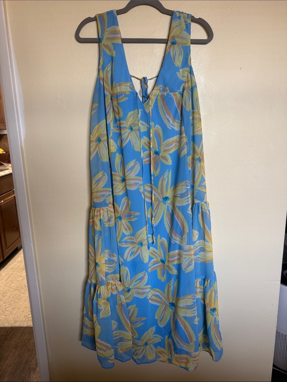 ASOS Blue Floral Tie-Back Midi Sundress